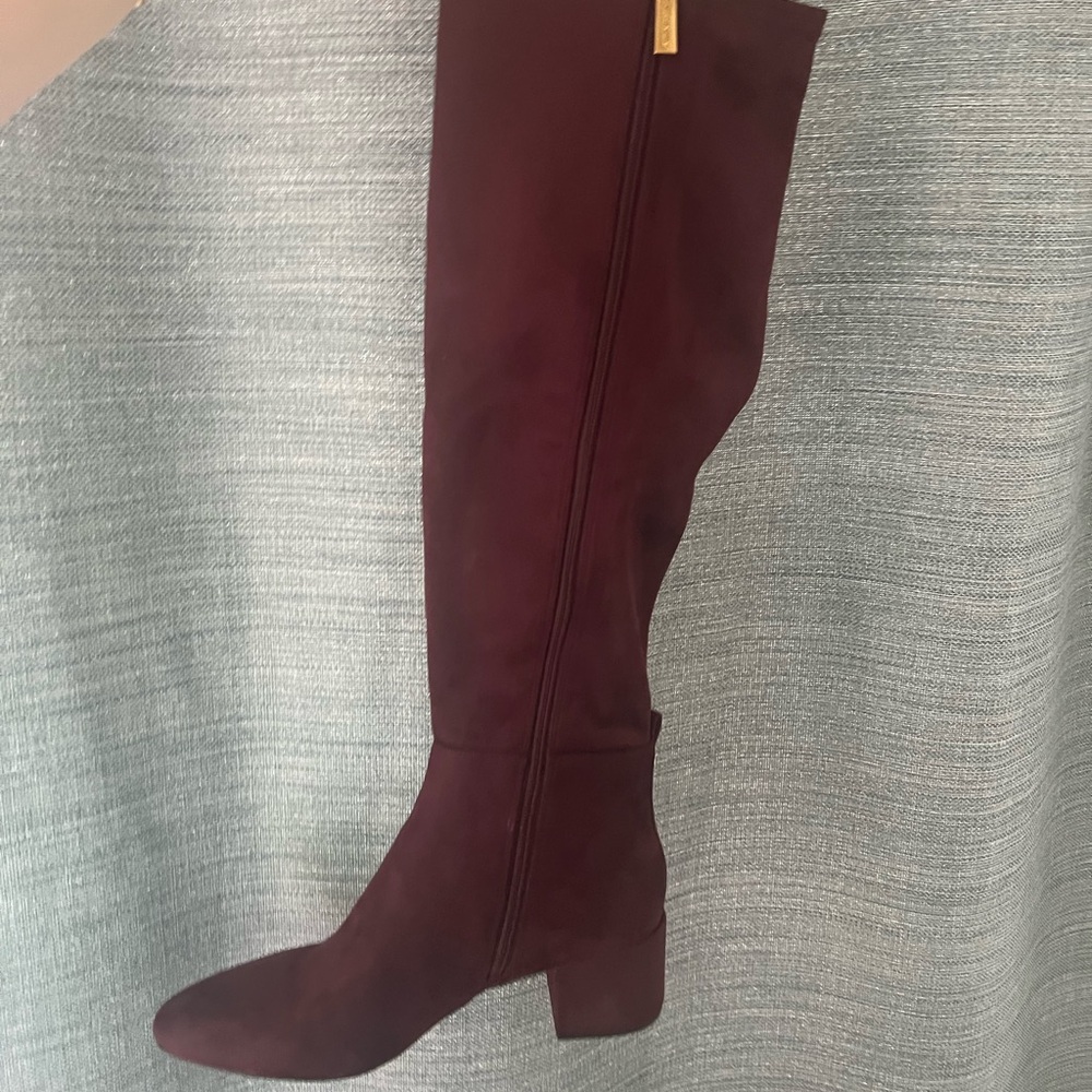 Michael Kors Red Over the Knee Boots with Suede Texture